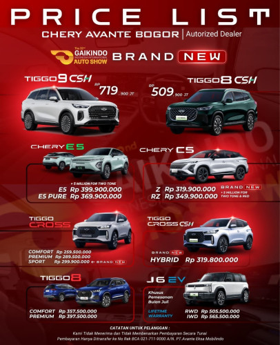 Pricelist Harga Chery mallciputra 2025
